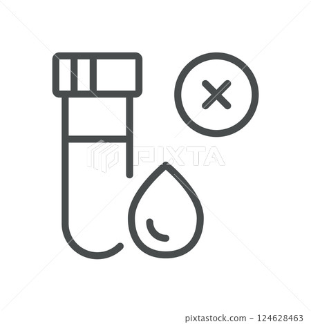 Abnormal Blood Test Icon. Simple Line Illustration of Faulty Blood Sample Analysis Indicating Error, Infection, or Contamination. Suitable for Medical and Laboratory Applications Abnormal Blood Test Icon. Simple Line Illustration of Faulty Blood Sample Analysis Indicating Error, Infection, or Contamination. Suitable for Medical and Laboratory Applications 124628463