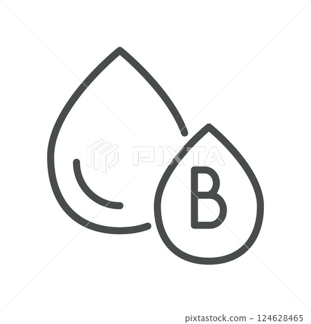 Blood Type B Icon. Thin Line Illustration of Blood Drops Indicating B Group for Transfusion, Typing, and Medical Analysis. Suitable for Healthcare and Laboratory Applications Blood Type B Icon. Thin Line Illustration of Blood Drops Indicating B Group for Transfusion, Typing, and Medical Analysis. Suitable for Healthcare and Laboratory Applications 124628465