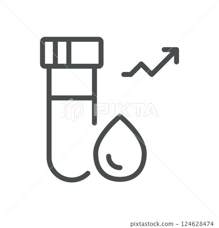 Blood Test High Results Icon. Thin Line Illustration of Blood Sample Showing Increased Values in Medical Analysis and Diagnosis. Ideal for Healthcare and Laboratory Applications Blood Test High Results Icon. Thin Line Illustration of Blood Sample Showing Increased Values in Medical Analysis and Diagnosis. Ideal for Healthcare and Laboratory Applications 124628474