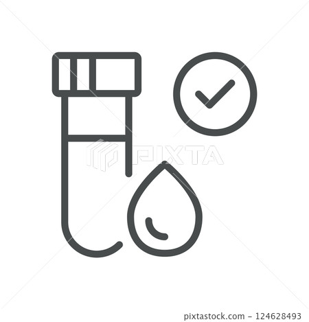 Good Blood Tests Icon. Thin Line Illustration of Comprehensive Blood Analysis, Quality Screening and Laboratory Verification for Optimal Health Diagnostics Good Blood Tests Icon. Thin Line Illustration of Comprehensive Blood Analysis, Quality Screening and Laboratory Verification for Optimal Health Diagnostics 124628493
