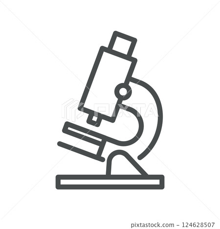 Microscope Icon. Minimal Line Illustration of Optical Instrument for Scientific Research, Laboratory Testing, Microbiology, and Medical Diagnostics. 124628507