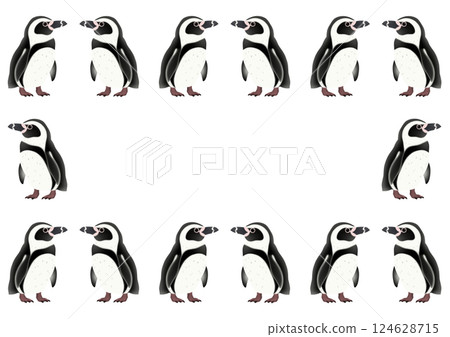 可愛的洪堡企鵝框架插圖 可愛的洪堡企鵝框架插圖 124628715