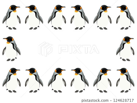 可愛的國王企鵝框架插圖 可愛的國王企鵝框架插圖 124628717