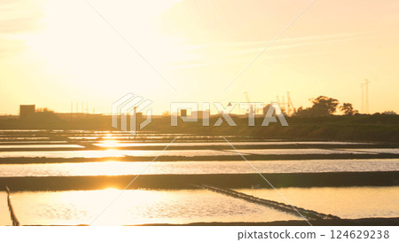 Salt flats of Aveiro at sunset Salt flats of Aveiro at sunset 124629238