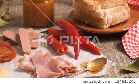 Francesinha on plate preparations 124629242