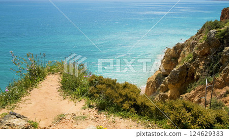 Cliffs view on Lagos, Algarve 124629383