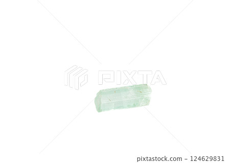 green tourmaline mineral stone macro on white background 124629831