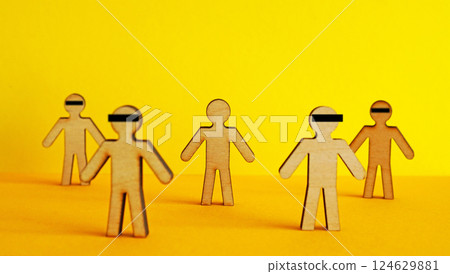 Crowd with hidden faces. Privacy and anonymity. 124629881