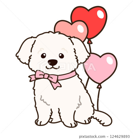 Valentine's Day Maltese illustration with outline Valentine's Day Maltese illustration with outline 124629893