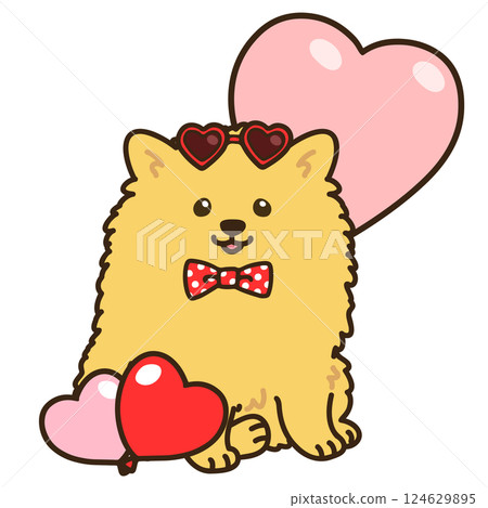 情人節博美犬插圖輪廓 124629895