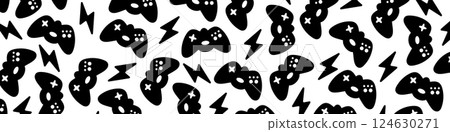 Retrofuturistic background with gamepad and graphic elements. Game backdrop vector illustration. Retrofuturistic background with gamepad and graphic elements. Game backdrop vector illustration. 124630271