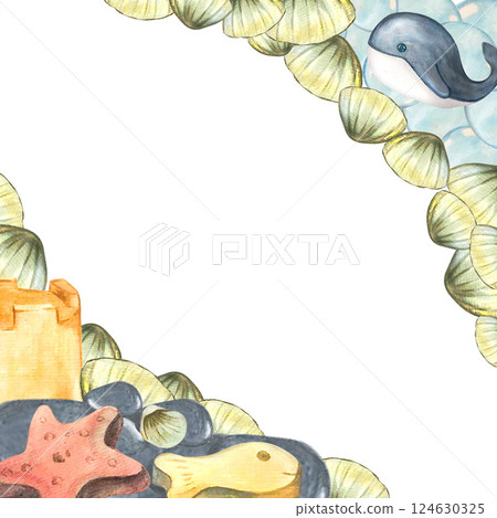 sea toy border frame sea toy border frame 124630325