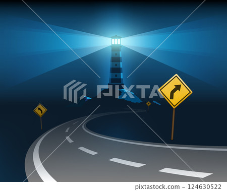 Winding road leads to the lighthouse 124630522