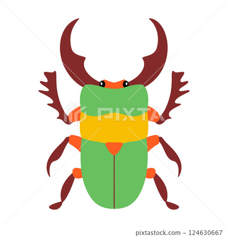 Stag beetle. Stylized bug Hand drawn modern flat style. 124630667