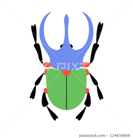 Stylized beetle with a unique and colorful design. Hand drawn trendy flat style. Stylized beetle with a unique and colorful design. Hand drawn trendy flat style. 124630669