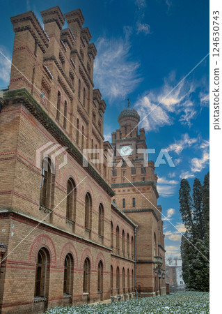 Chernivtsi National University in winter, Ukraine. 124630743