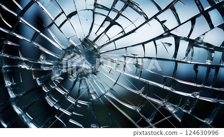 Broken and cracked glass 124630996