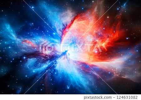Stunning Abstract Illustration of Cosmic Galaxies in Vibrant Colors of Space and Universe 124631082