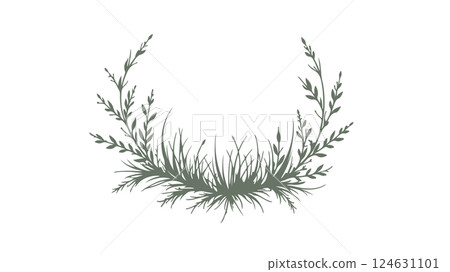 Grass wreath foliage. Green botanical elements decor. print engraving t-shirt print minimalist white background vector illustration Grass wreath foliage. Green botanical elements decor. print engraving t-shirt print minimalist white background vector illustration 124631101