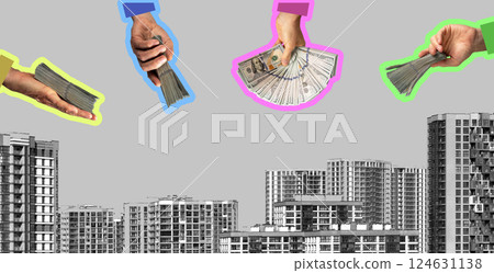 Real estate investment and business concept. property in auction, competing for commercial buildings 124631138