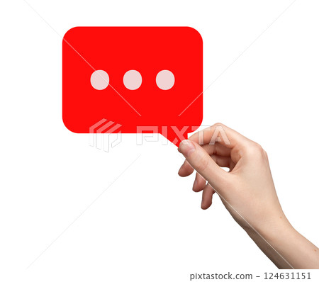 Speech bubble with negative feedback and rejection. Red card symbolizing disapproval, refusal, and Speech bubble with negative feedback and rejection. Red card symbolizing disapproval, refusal, and 124631151