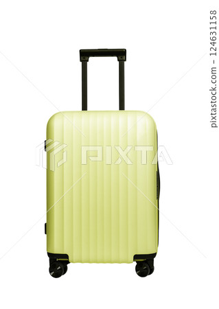 Wheel suitcase with handle. Spinner baggage, pink bag isolated on white. Wheel suitcase with handle. Spinner baggage, pink bag isolated on white. 124631158