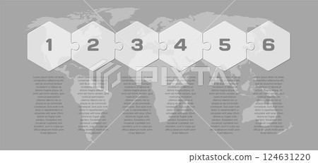 Puzzle diagram infographic process on 6 steps 124631220