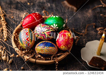 Traditional Ukrainian painting Easter eggs 124631434