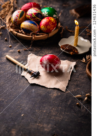 Traditional Ukrainian painting Easter eggs 124631436