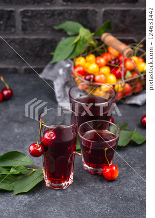 Fresh cherry juice. Summer drink Fresh cherry juice. Summer drink 124631442