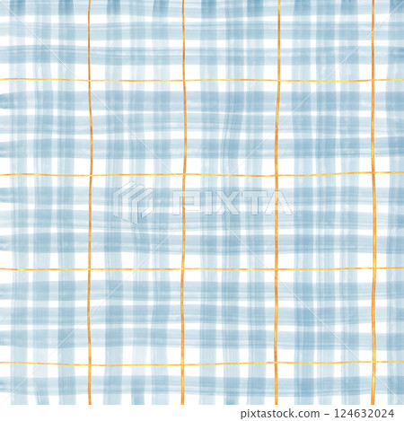 Gold Blue Plaid Gingham Check Hand Drawn Background Pattern Overlay Gold Blue Plaid Gingham Check Hand Drawn Background Pattern Overlay 124632024