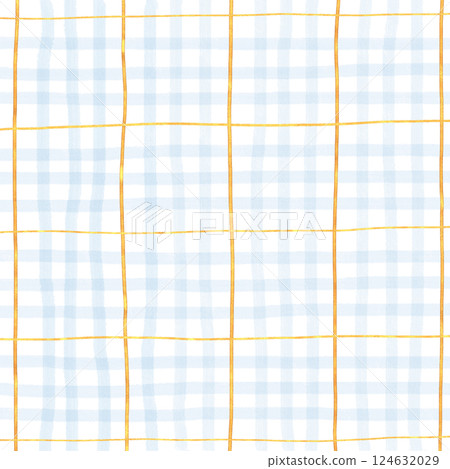 Gold Blue Plaid Gingham Check Hand Drawn Background Pattern Overlay Gold Blue Plaid Gingham Check Hand Drawn Background Pattern Overlay 124632029