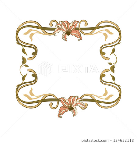 Elegant Decorative Lilies Art Nouveau Boho Border Bohemian Flowers Folk Flower Vintage Banner Backgrounds Elegant Decorative Lilies Art Nouveau Boho Border Bohemian Flowers Folk Flower Vintage Banner Backgrounds 124632118