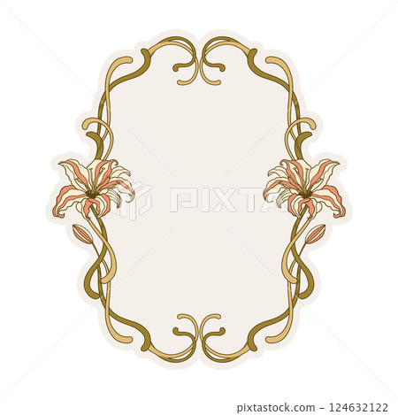 Elegant Decorative Lilies Art Nouveau Boho Border Bohemian Flowers Folk Flower Vintage Banner Backgrounds Elegant Decorative Lilies Art Nouveau Boho Border Bohemian Flowers Folk Flower Vintage Banner Backgrounds 124632122