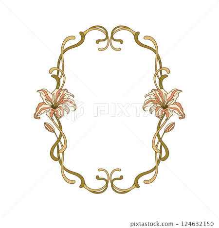 Elegant Decorative Lilies Art Nouveau Boho Border Bohemian Flowers Folk Flower Vintage Banner Backgrounds Elegant Decorative Lilies Art Nouveau Boho Border Bohemian Flowers Folk Flower Vintage Banner Backgrounds 124632150