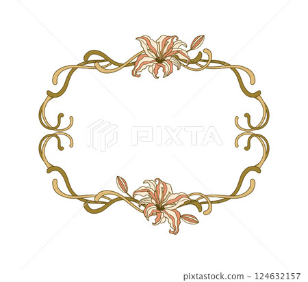 Elegant Decorative Lilies Art Nouveau Boho Border Bohemian Flowers Folk Flower Vintage Banner Backgrounds Elegant Decorative Lilies Art Nouveau Boho Border Bohemian Flowers Folk Flower Vintage Banner Backgrounds 124632157