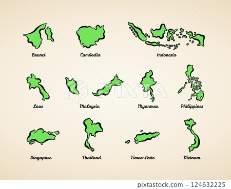 Southeast Asia - Outline Maps 124632225