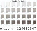 Color Palette 28 Cloud and Fog Grey Shades - 3d Light Faded White Gray to Deep Dark Black Tones - with HEX Codes and Names, Colour Swatches, Scheme and Combinations 124632347