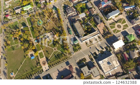 Top view of the village. The village of Poltavskaya. Top view of the village. The village of Poltavskaya. 124632388