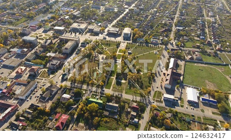 Top view of the village. The village of Poltavskaya. 124632417