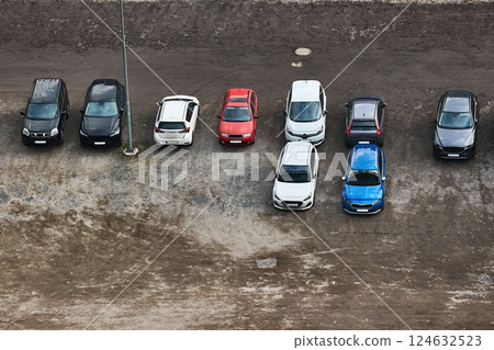 Cars Parking Outoors, Gravel Yard 124632523
