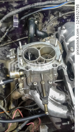 Opened fuel system of an engine. 124632798