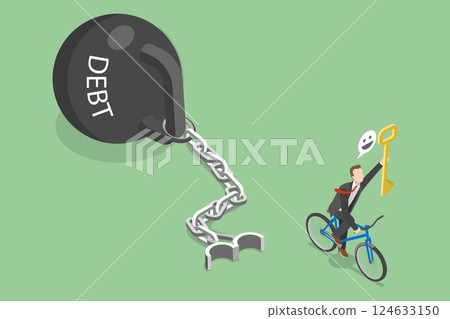 3D Isometric Flat Vector Illustration of Solving Financial Problem, Unlock Financial Freedom 124633150