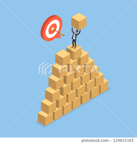 3D Isometric Flat Vector Illustration of Developing Business Plan, Creating A Business Strategy 124633165