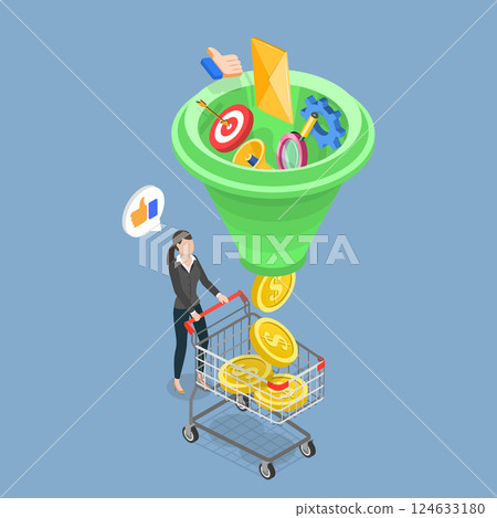 3D Isometric Flat Vector Illustration of Sales Funnel and Lead Generation, Online Marketing Conversion 3D Isometric Flat Vector Illustration of Sales Funnel and Lead Generation, Online Marketing Conversion 124633180
