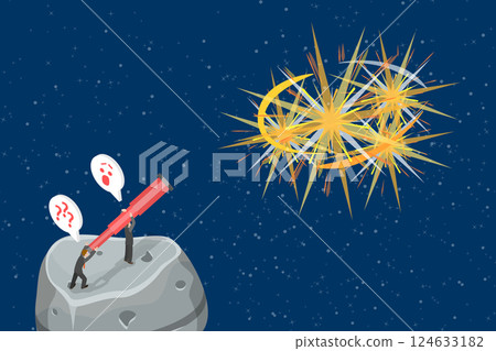 3D Isometric Flat Vector Illustration of Theory of the Big Bang , Evolution of the Universe 124633182