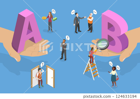 3D Isometric Flat Vector Illustration of Making Important Choice, Future Direction Concern 124633194