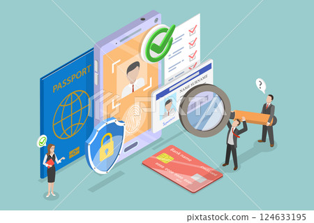 3D Isometric Flat Vector Illustration of Know Your Customer, Identifying Clients For Security And Finance Safety Through KYC 3D Isometric Flat Vector Illustration of Know Your Customer, Identifying Clients For Security And Finance Safety Through KYC 124633195