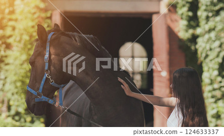 17 year old girl with her beloved horse. 17 year old girl with her beloved horse. 124633337