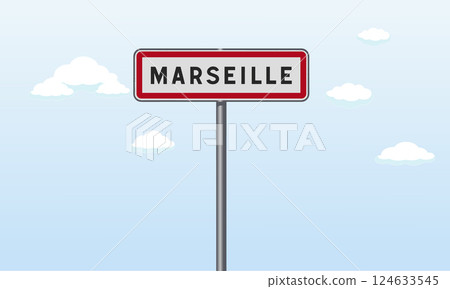 Entrance sign to the city of Marseille in vector 124633545